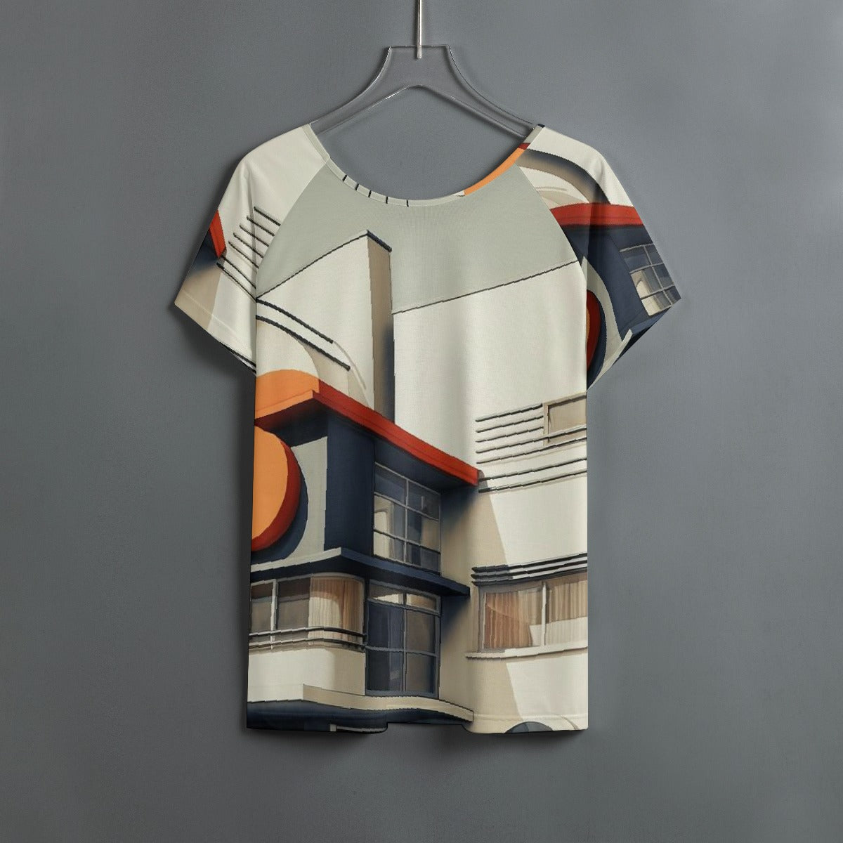All-Over Print Women's Round Neck T-shirt With Raglan Sleeve
