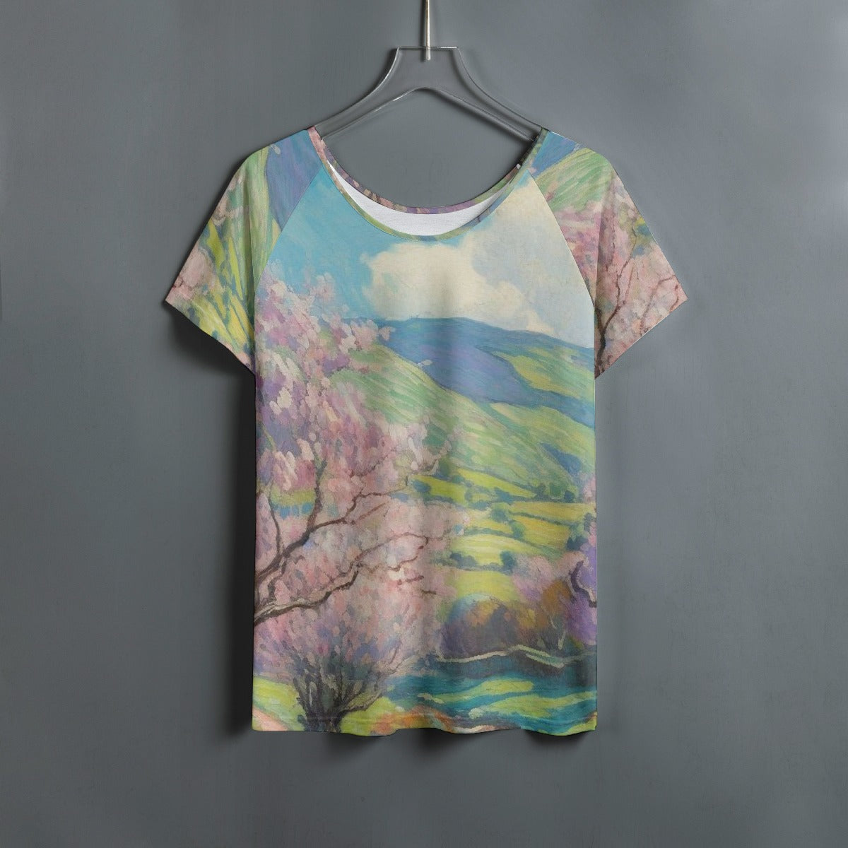 All-Over Print Women's Round Neck T-shirt With Raglan Sleeve