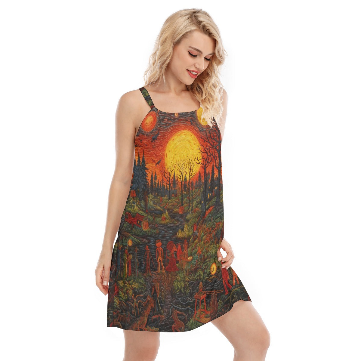 All-Over Print Women's O-neck Cami Dress
