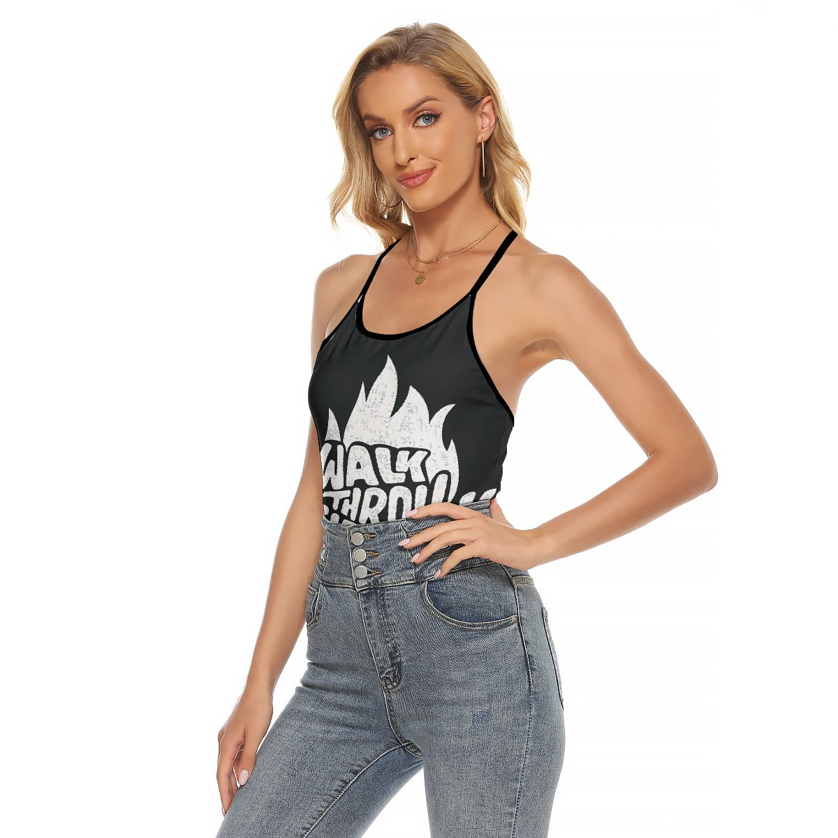 All-Over Print Women's Criss-Cross Open Back Tank Top