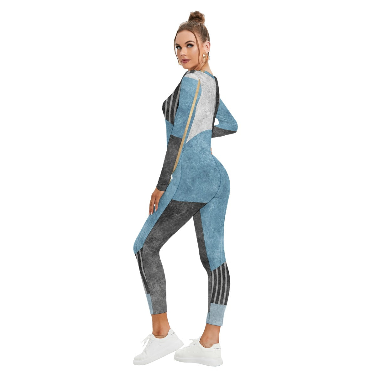 All-Over Print Women's Plunging Neck Jumpsuit