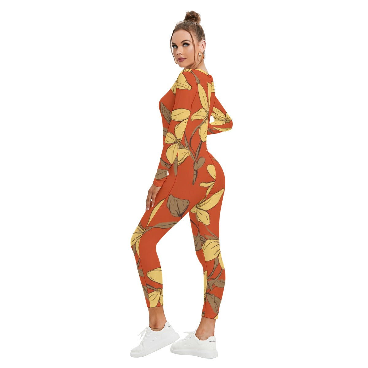 All-Over Print Women's Plunging Neck Jumpsuit