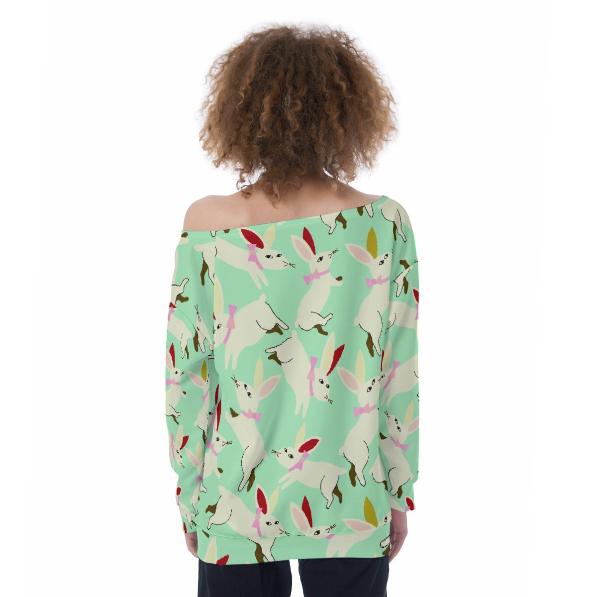 All-Over Print Oversized Women's Off-Shoulder Sweatshirt