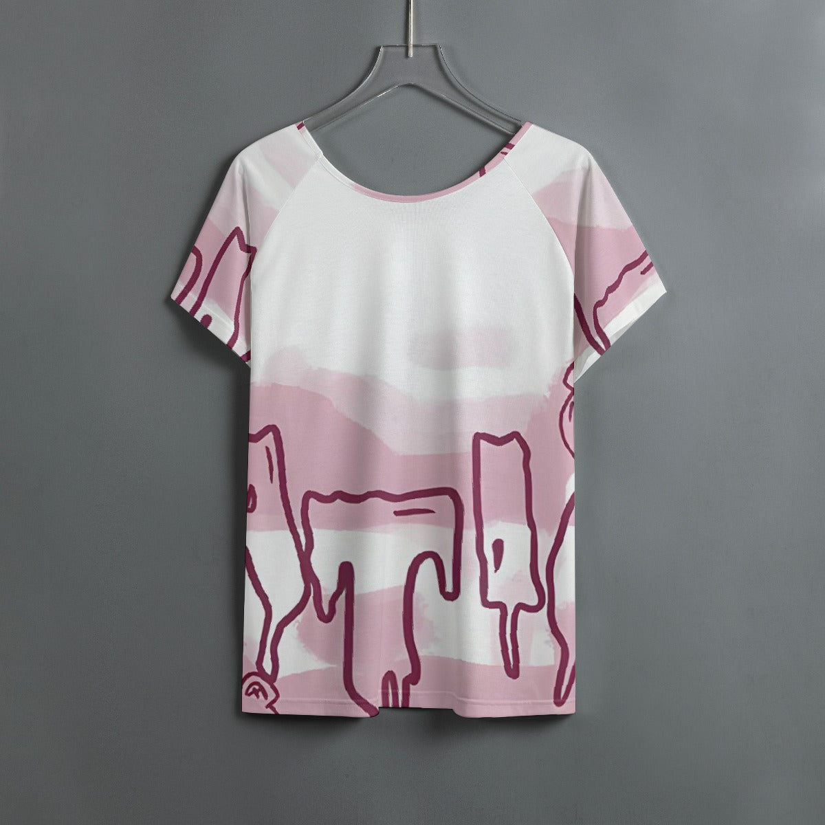 All-Over Print Women's Round Neck T-shirt With Raglan Sleeve