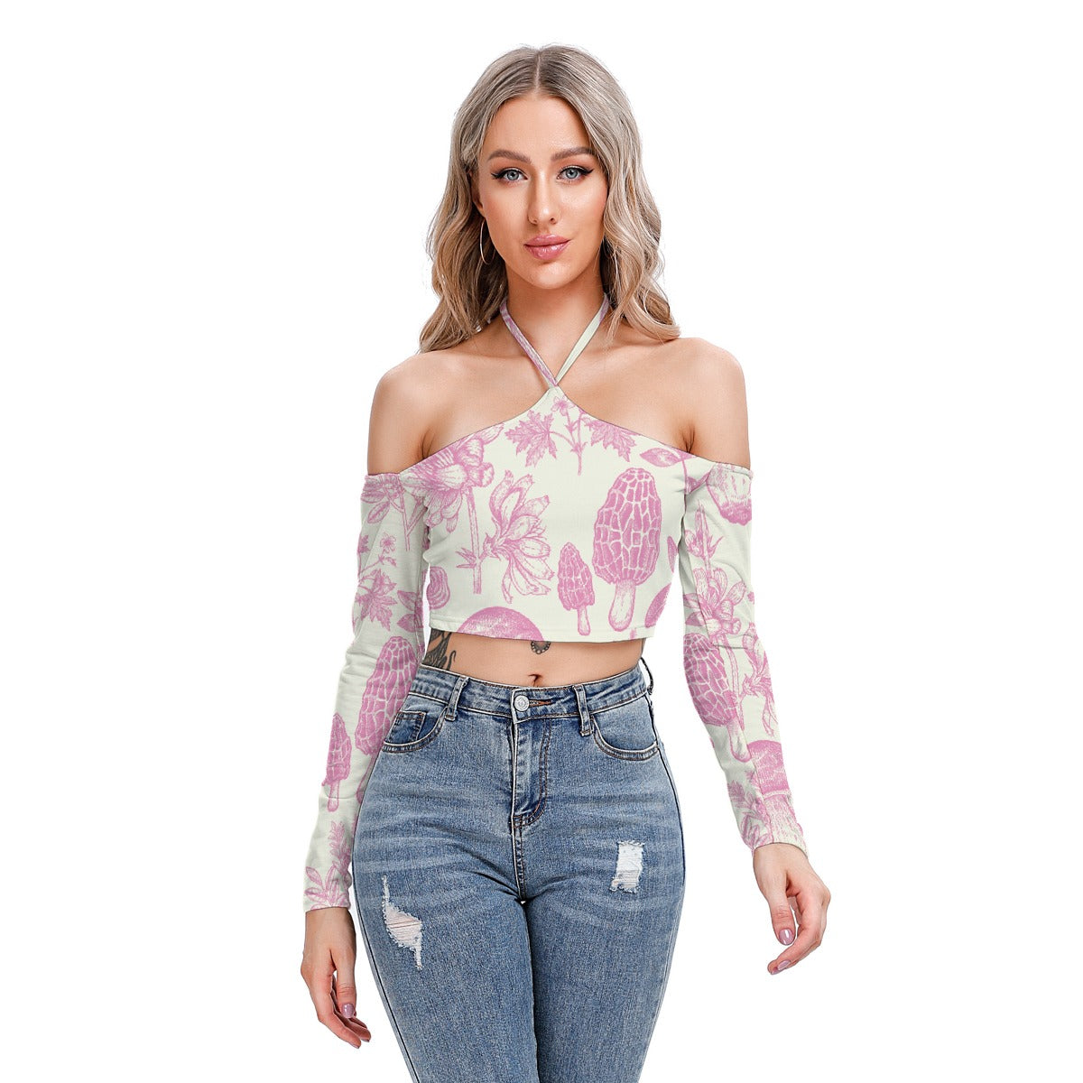 All-Over Print Women's Halter Lace-up Top