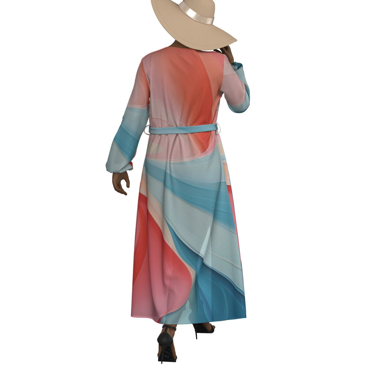 All-Over Print Women's Lace-up Chiffon Robe