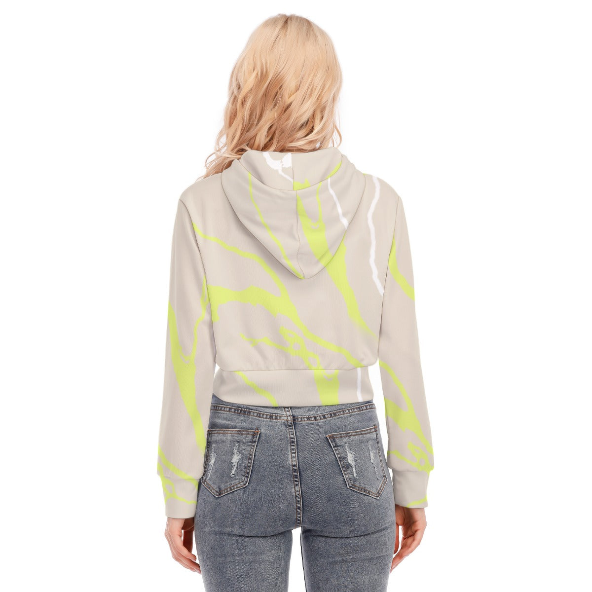 All-Over Print Women's Crop Top Hoodie With Zipper Closure