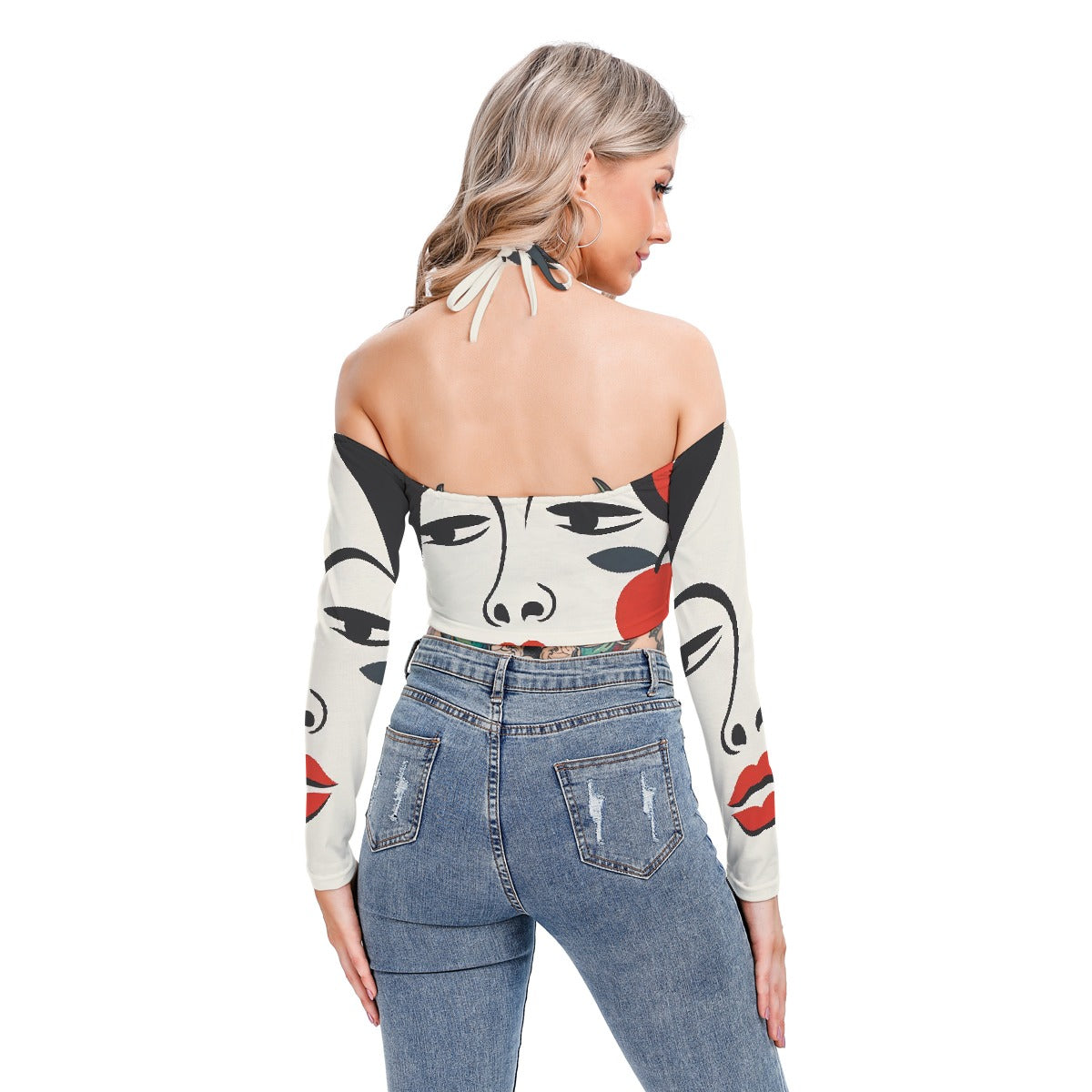 All-Over Print Women's Halter Lace-up Top