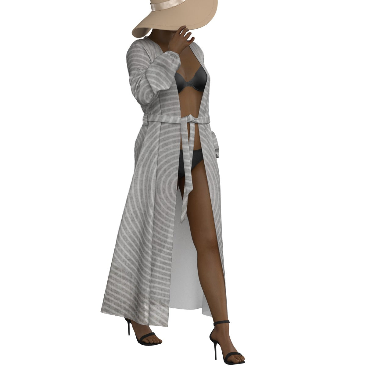 All-Over Print Women's Lace-up Chiffon Robe