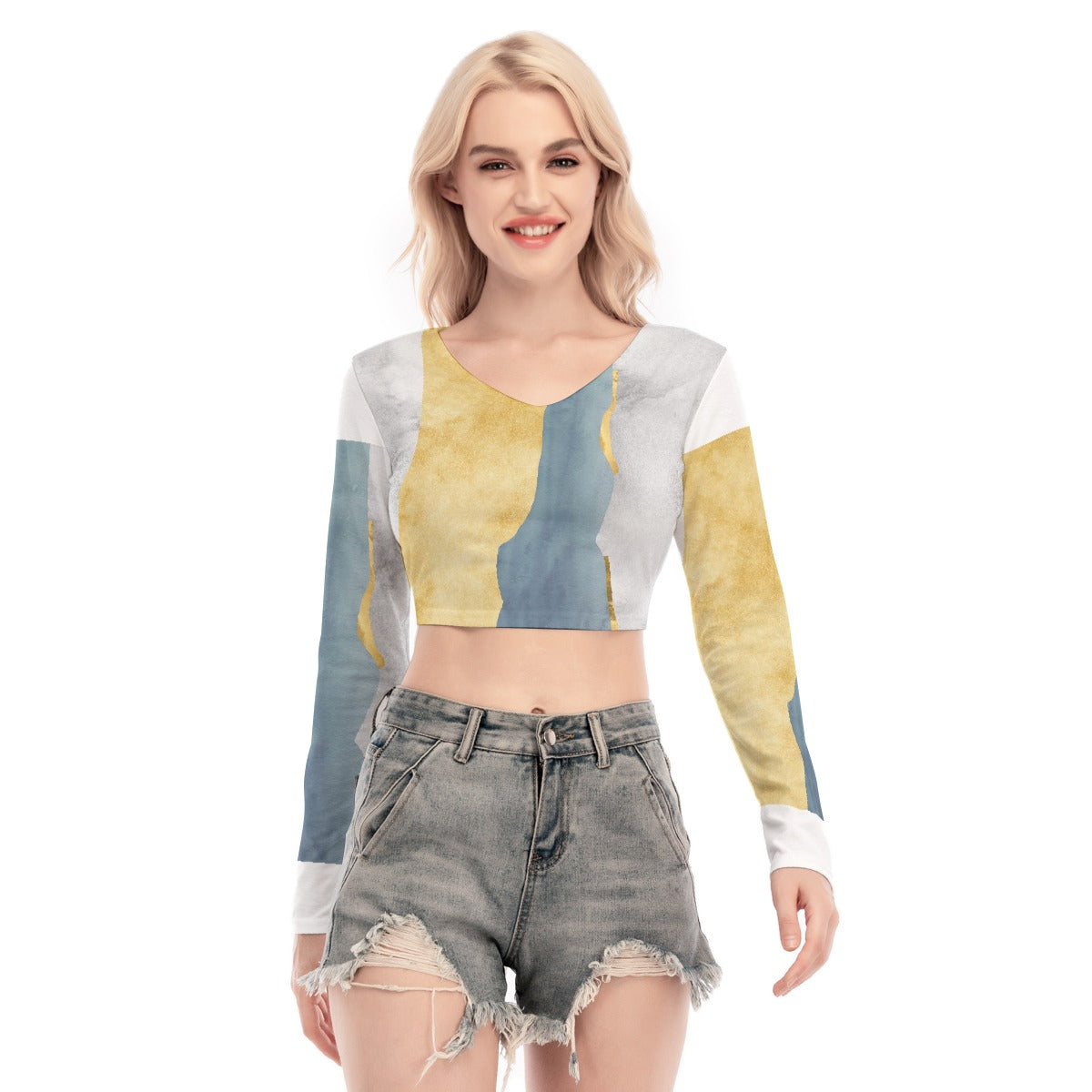 All-Over Print Women's Back Hollow T-shirt With Strap