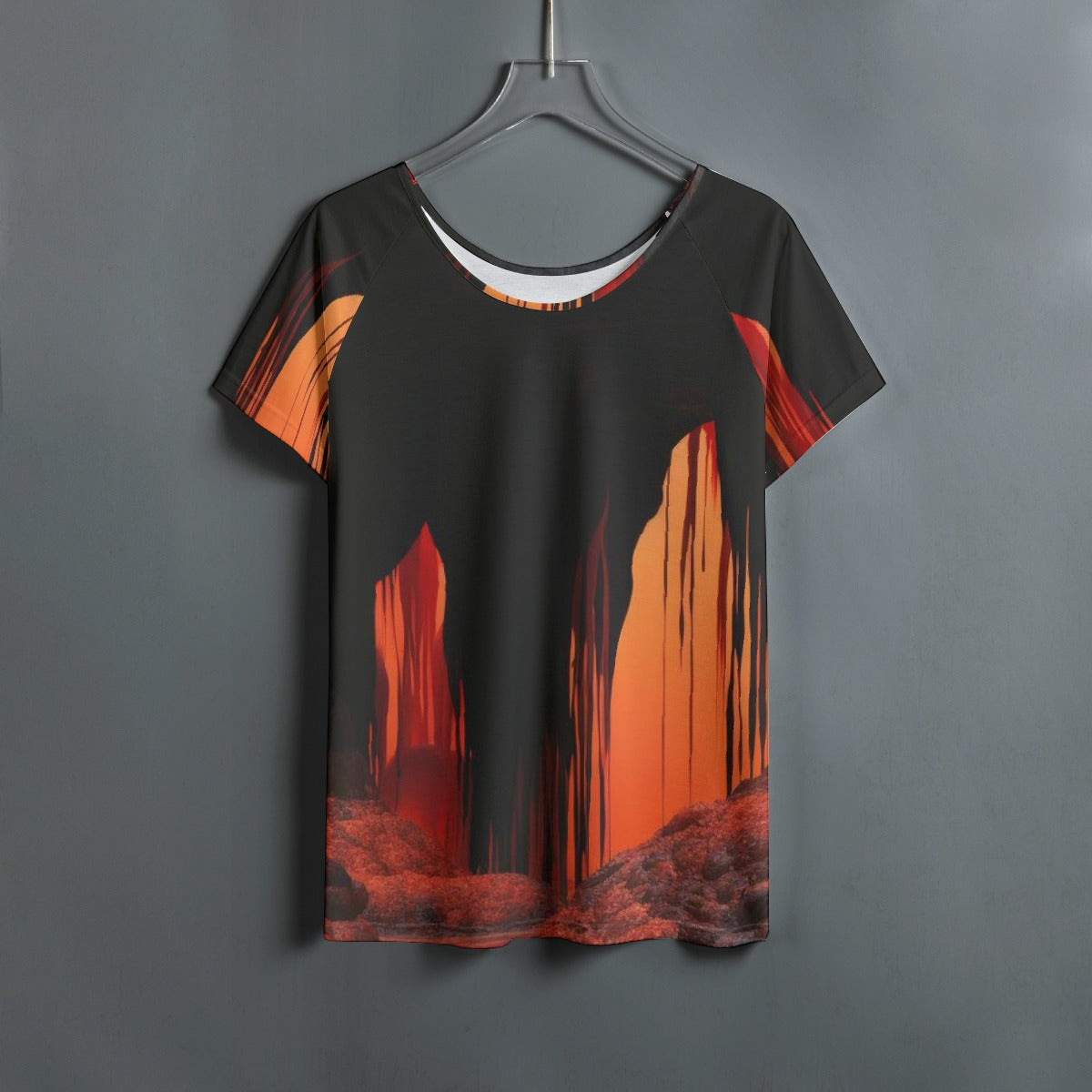 All-Over Print Women's Round Neck T-shirt With Raglan Sleeve