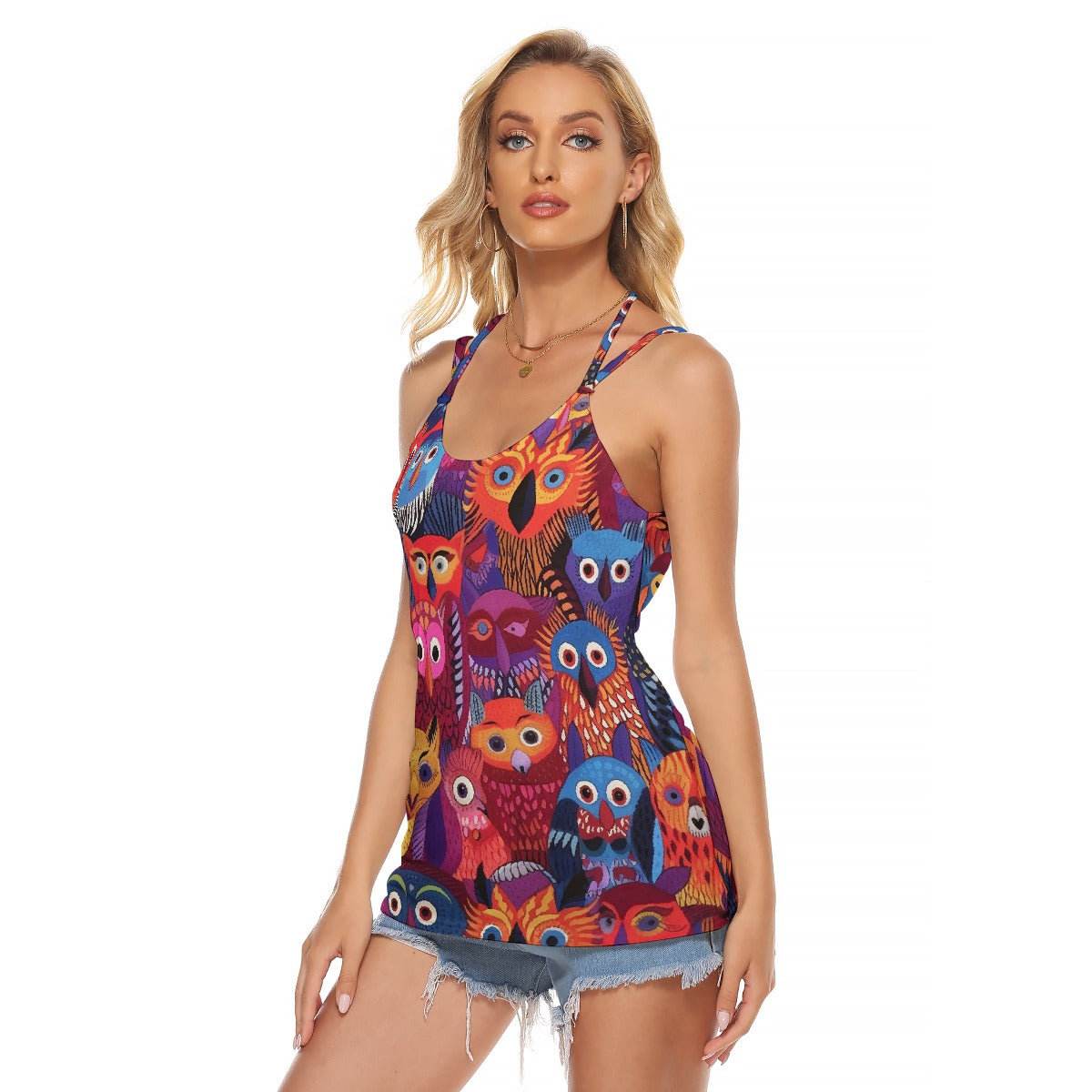 All-Over Print Women's Halter Top With Backless