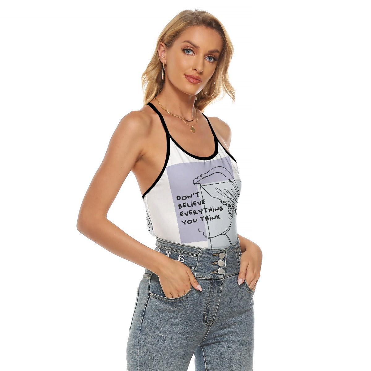 All-Over Print Women's Criss-Cross Open Back Tank Top