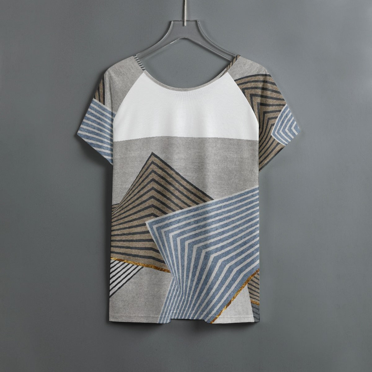 All-Over Print Women's Round Neck T-shirt With Raglan Sleeve