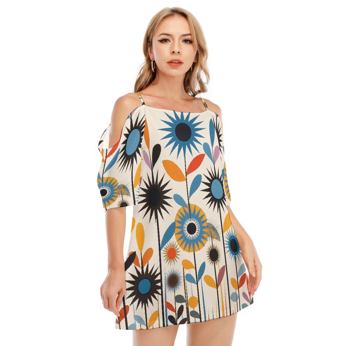 All-Over Print Women's Off-shoulder Cami Dress