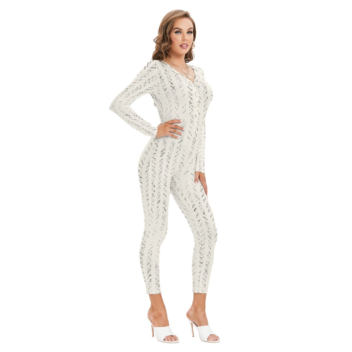 All-Over Print Women's Plunging Neck Jumpsuit