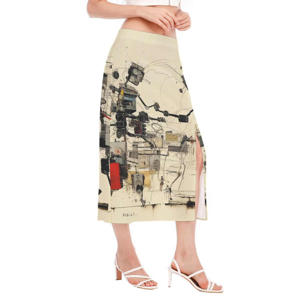 All-Over Print Women's High Slit Long Skirt