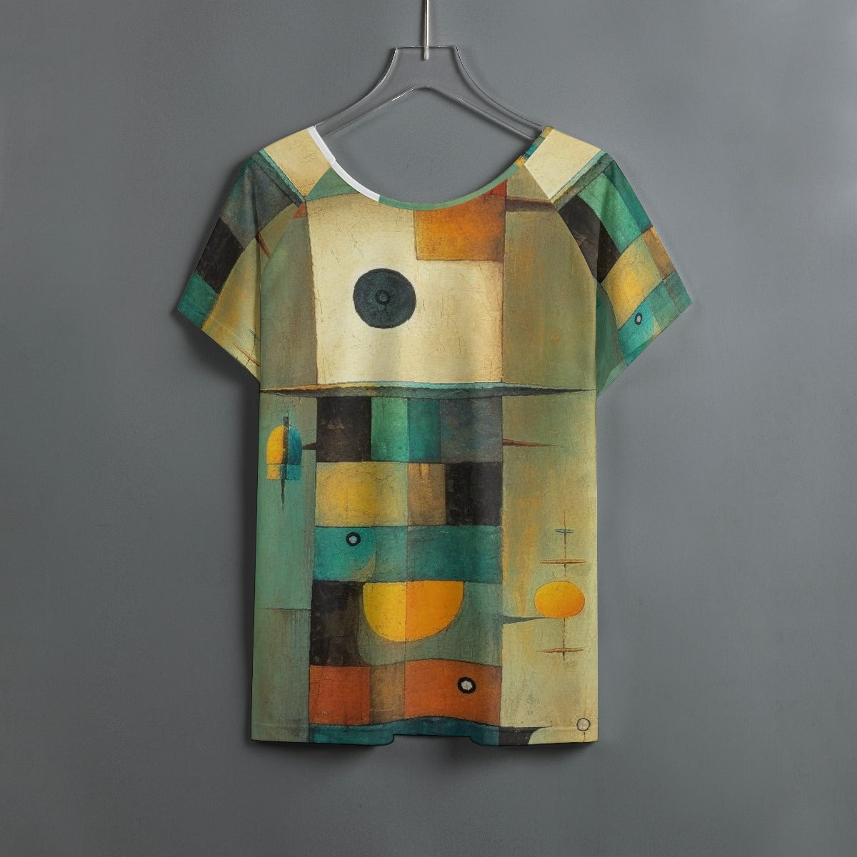 All-Over Print Women's Round Neck T-shirt With Raglan Sleeve