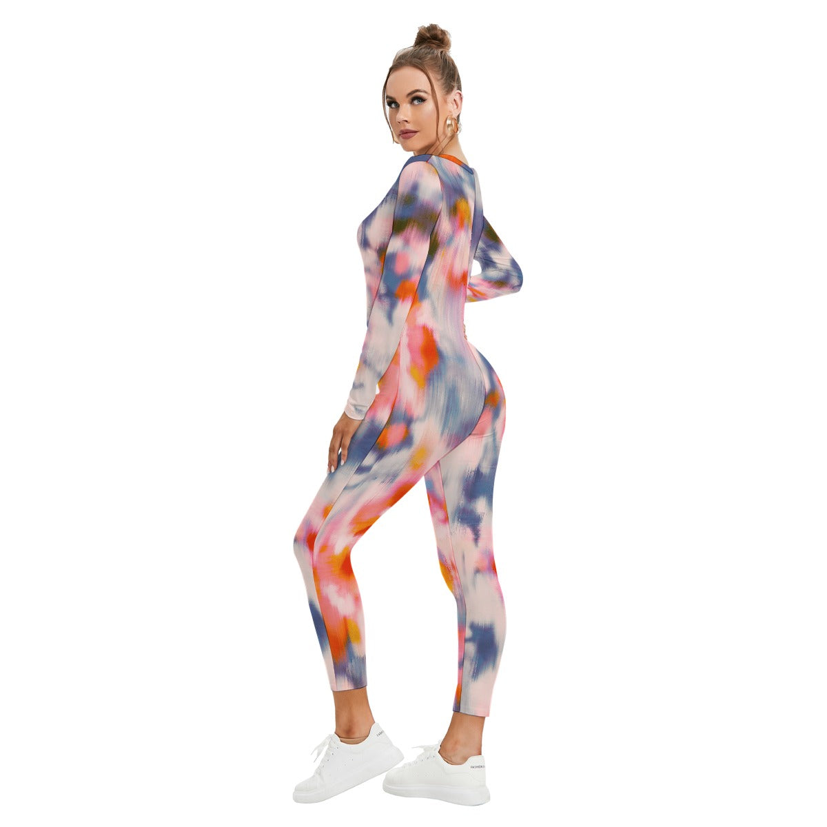 All-Over Print Women's Plunging Neck Jumpsuit