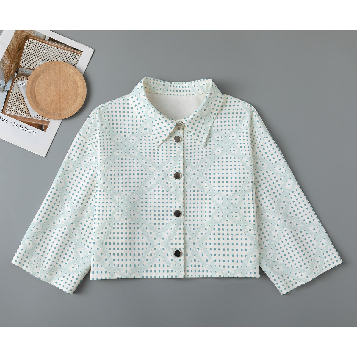 All-Over Print Women's Cropped Jacket | 245GSM Cotton