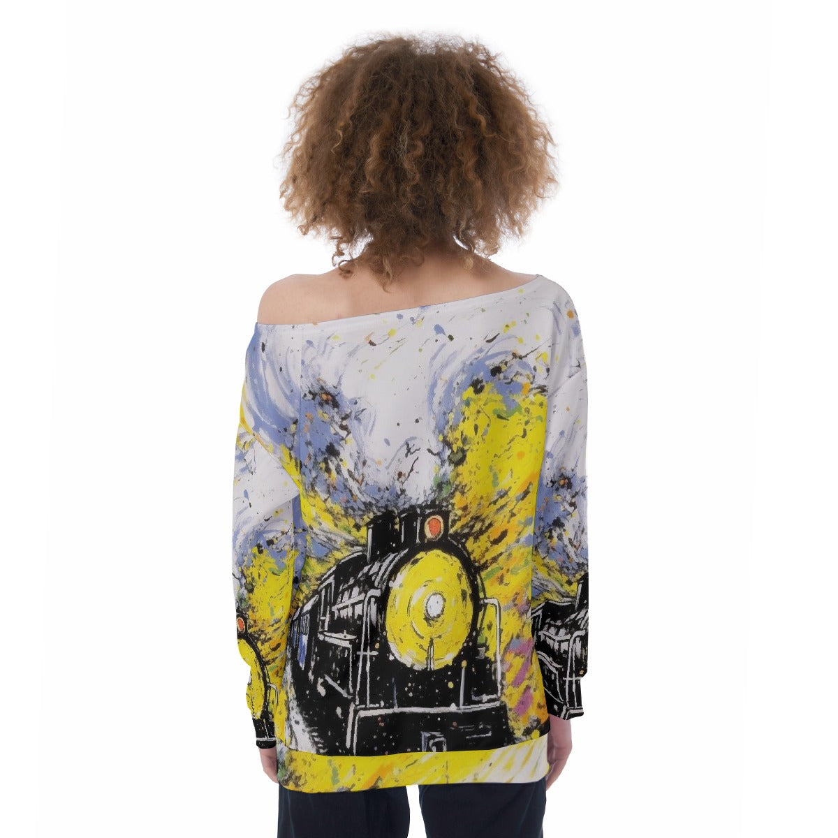 All-Over Print Oversized Women's Off-Shoulder Sweatshirt
