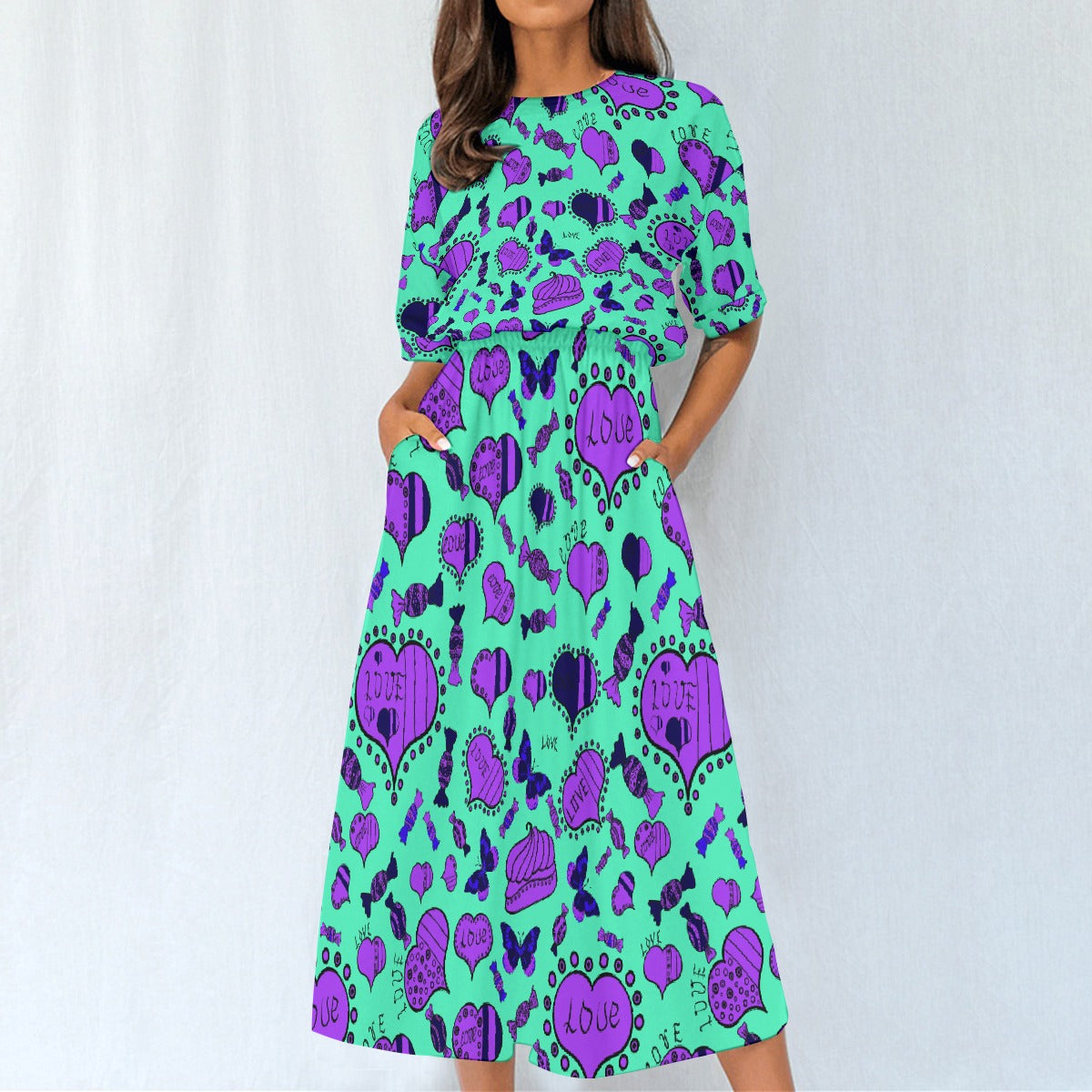 All-Over Print Women's Elastic Waist Dress