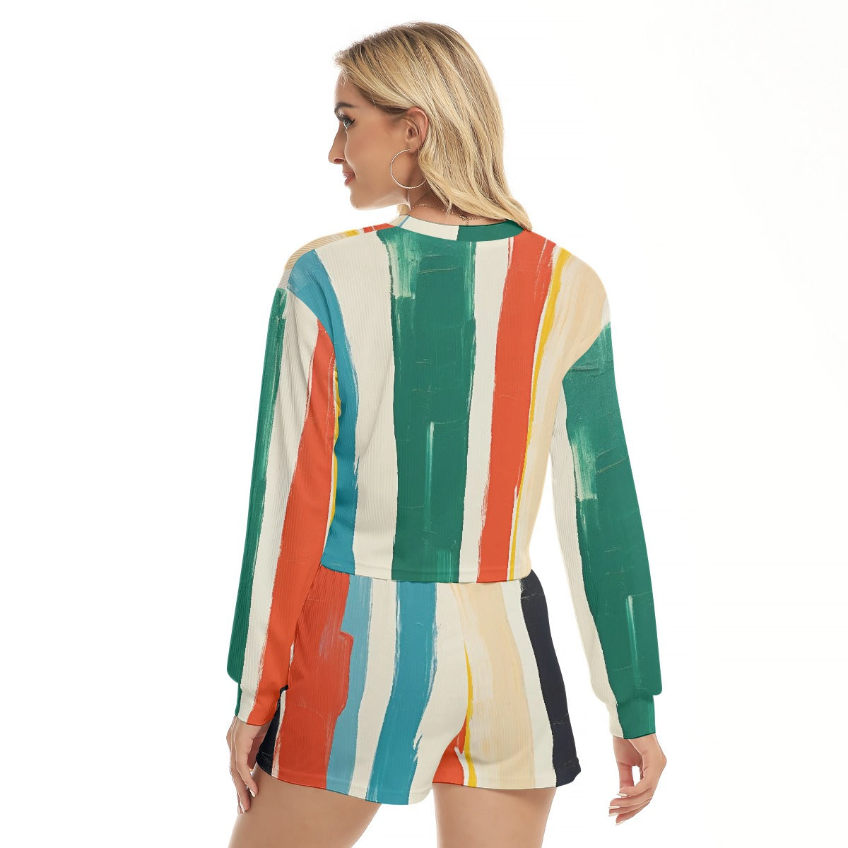All-Over Print Women's Short Sweatshirt And Pants Suit