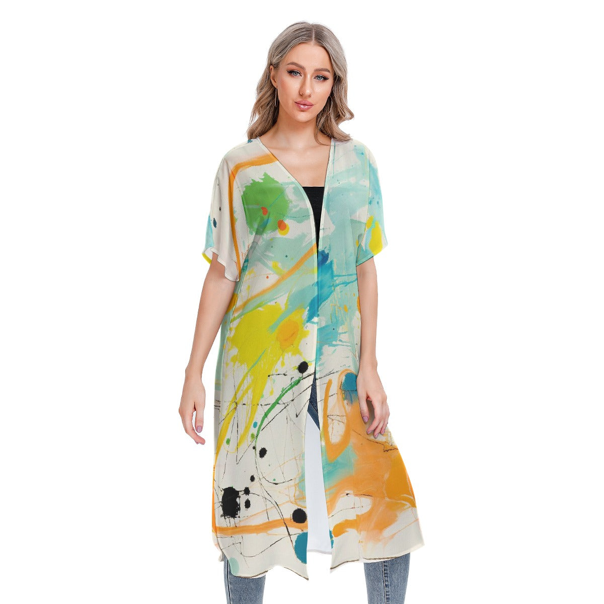 All-Over Print Women's Short Sleeve Cardigan