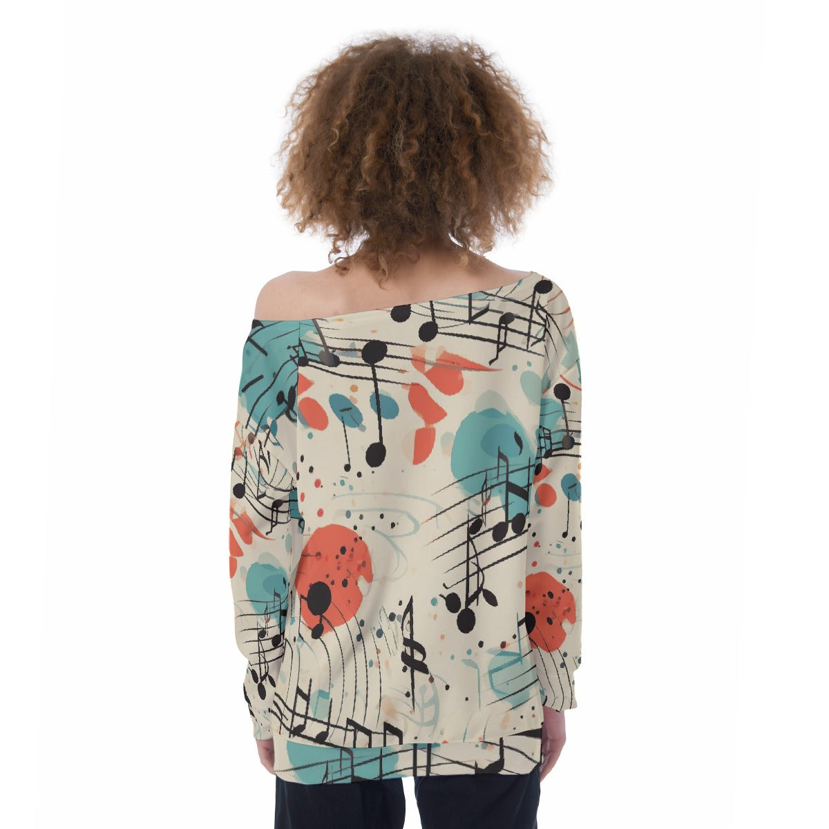 All-Over Print Oversized Women's Off-Shoulder Sweatshirt