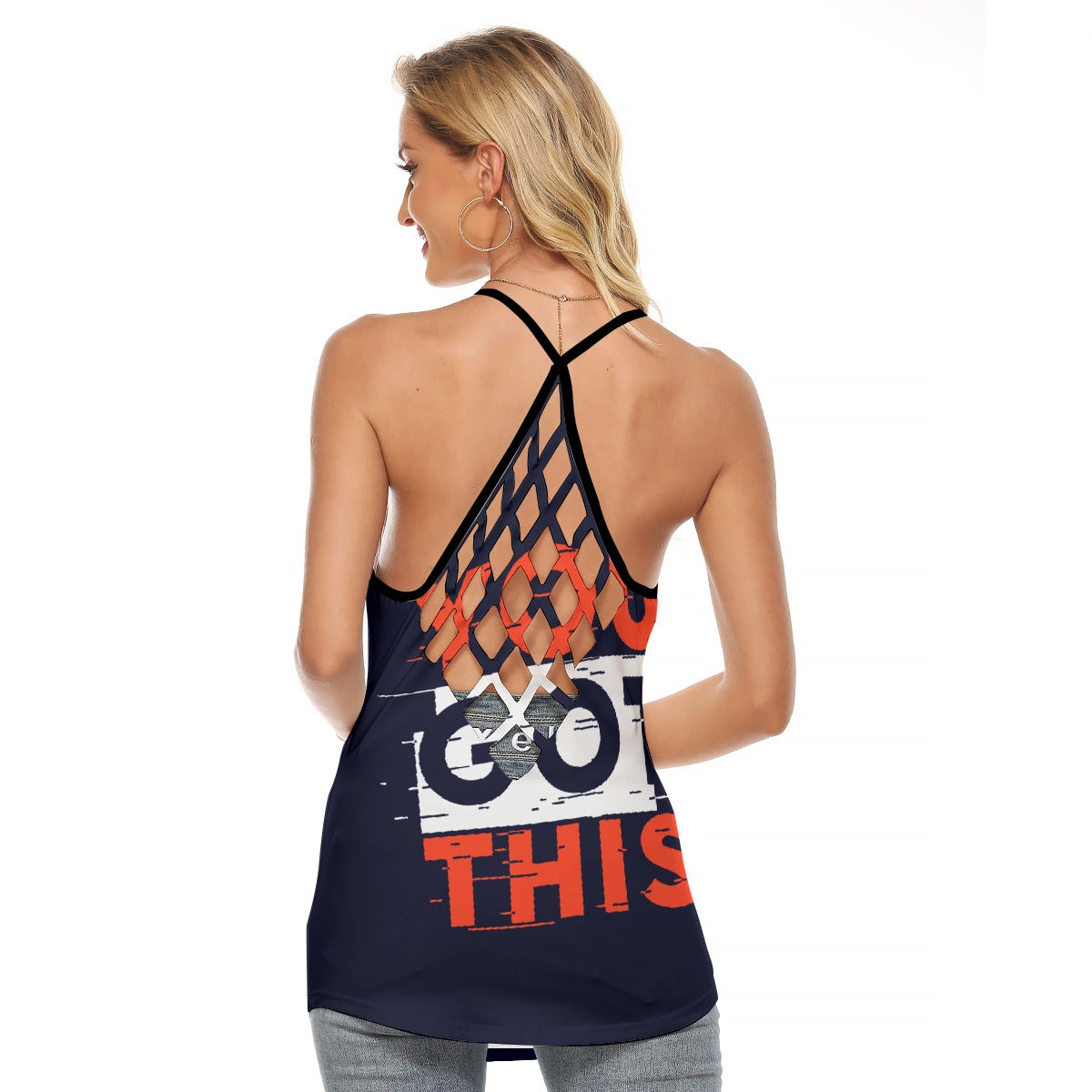 All-Over Print Women's Criss-Cross Open Back Tank Top
