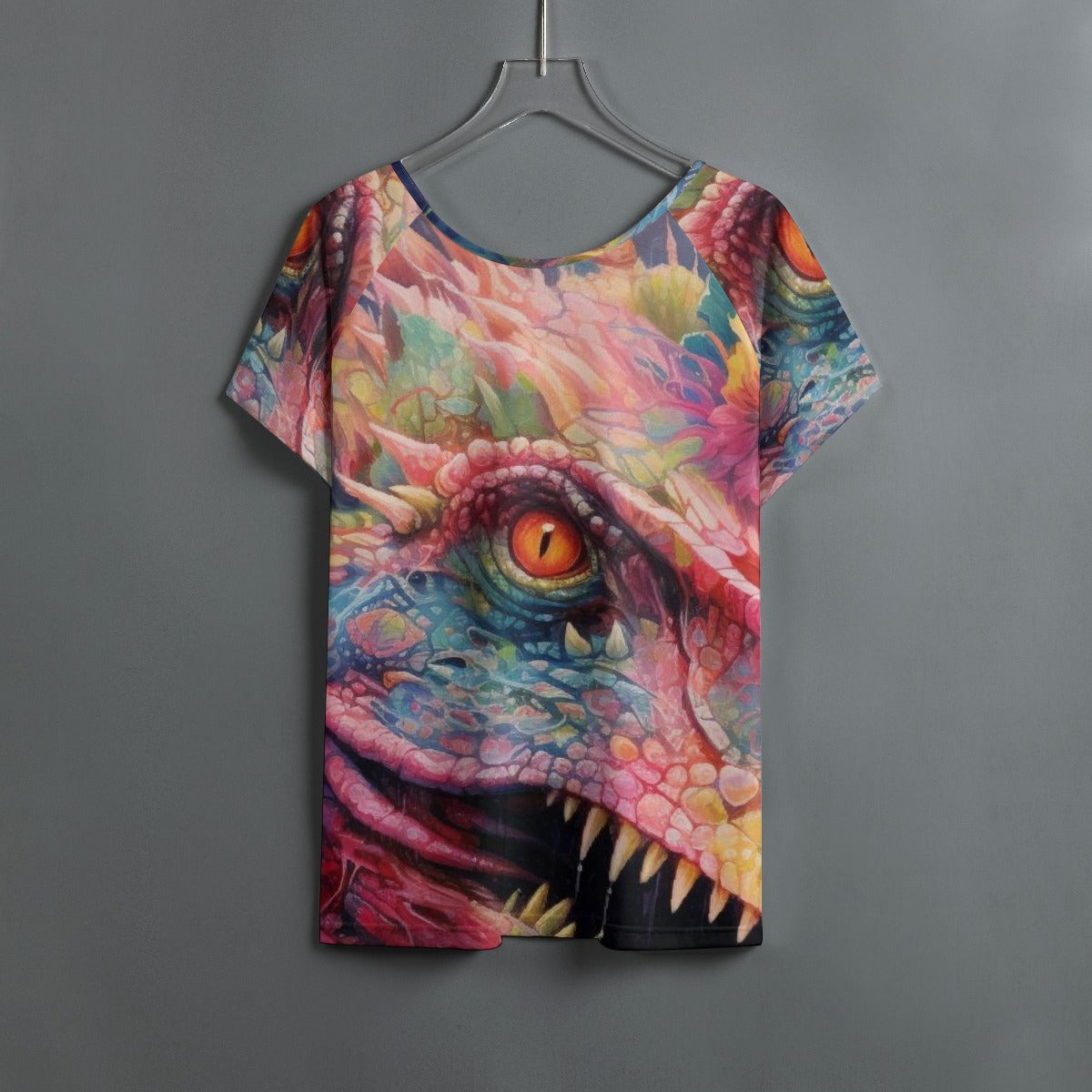 All-Over Print Women's Round Neck T-shirt With Raglan Sleeve