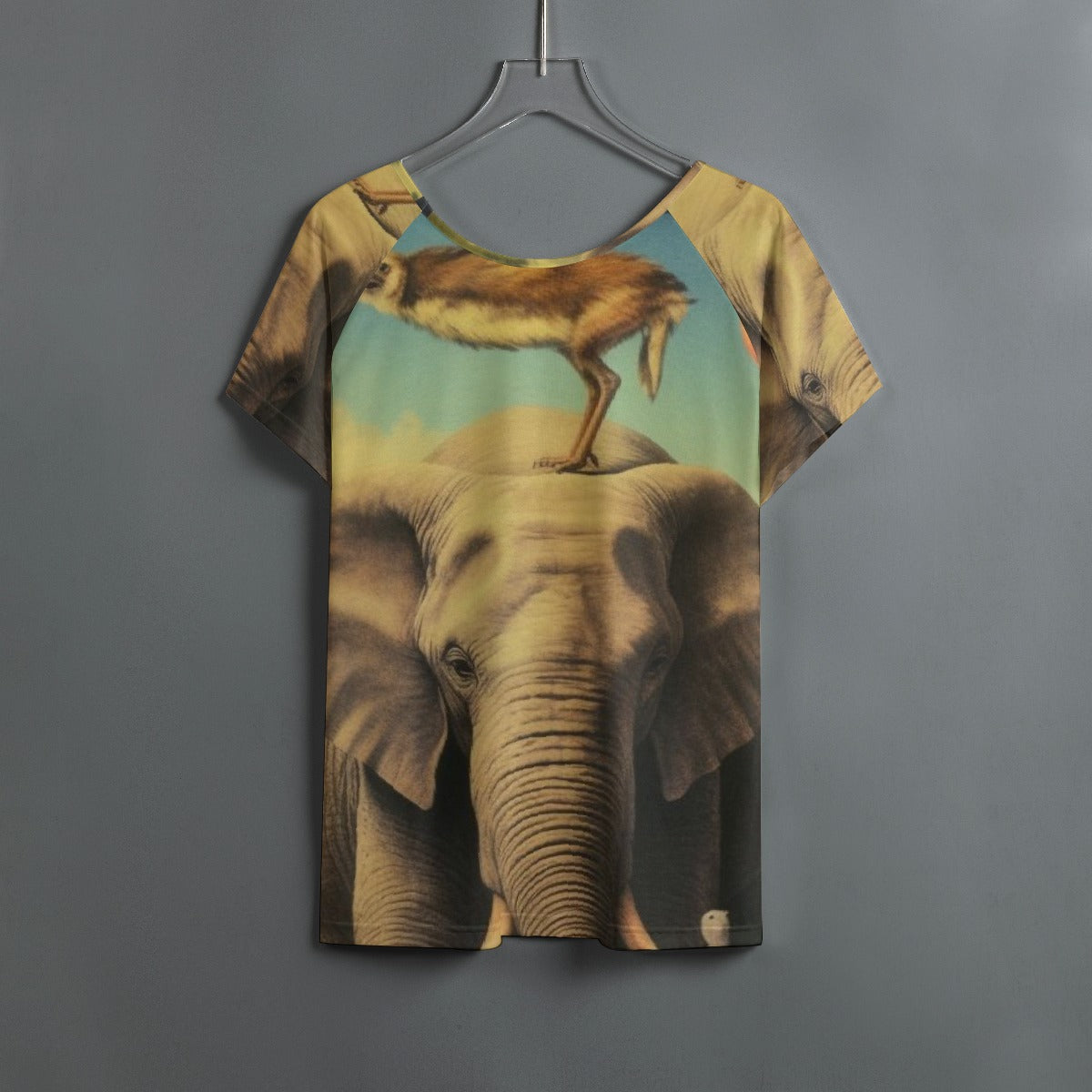 All-Over Print Women's Round Neck T-shirt With Raglan Sleeve