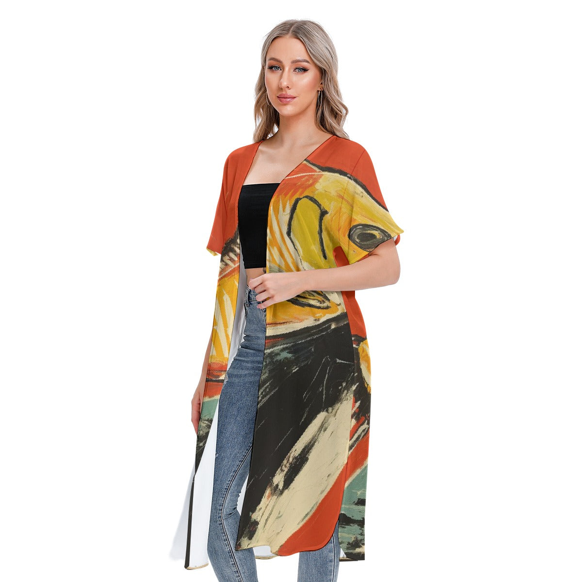 All-Over Print Women's Short Sleeve Cardigan