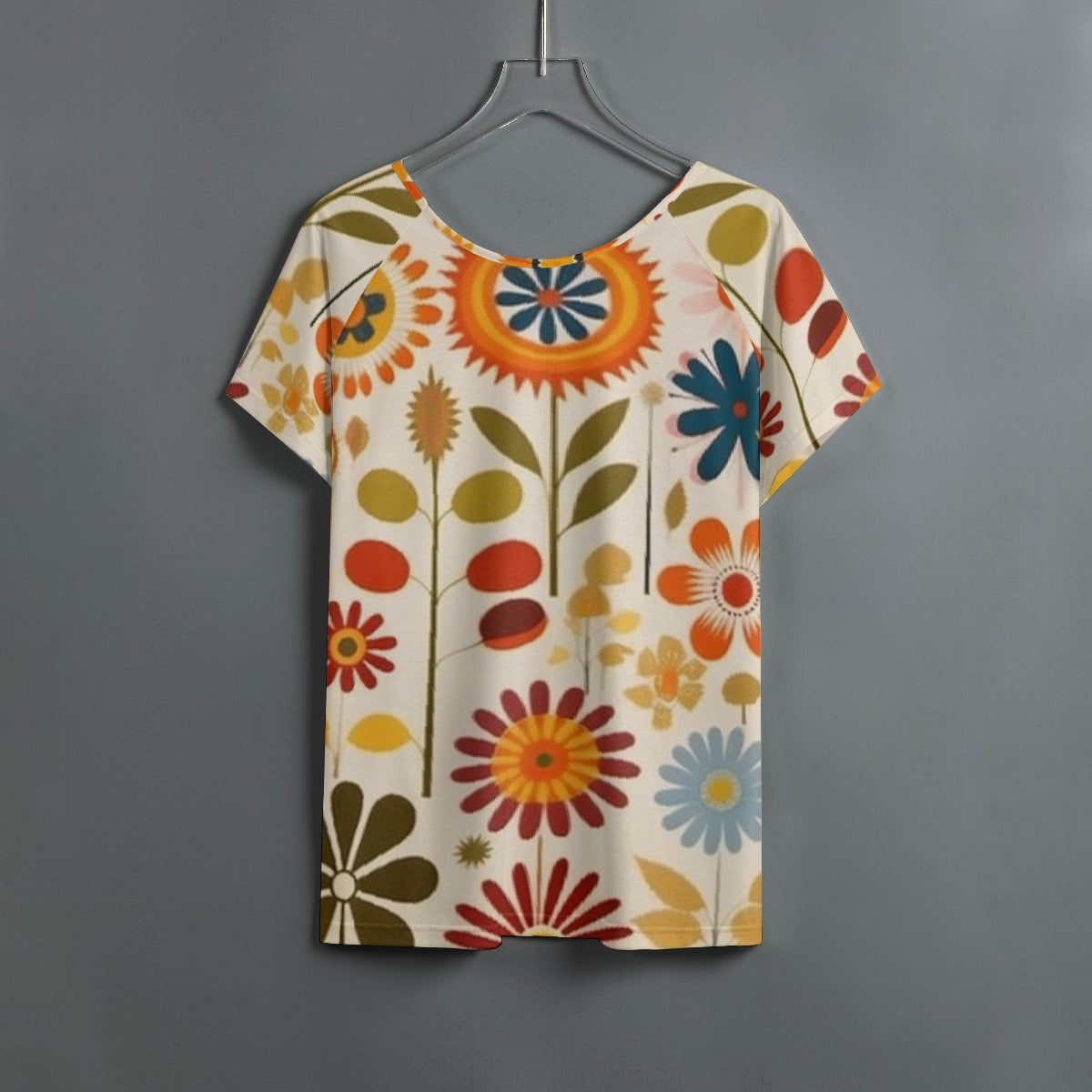 All-Over Print Women's Round Neck T-shirt With Raglan Sleeve