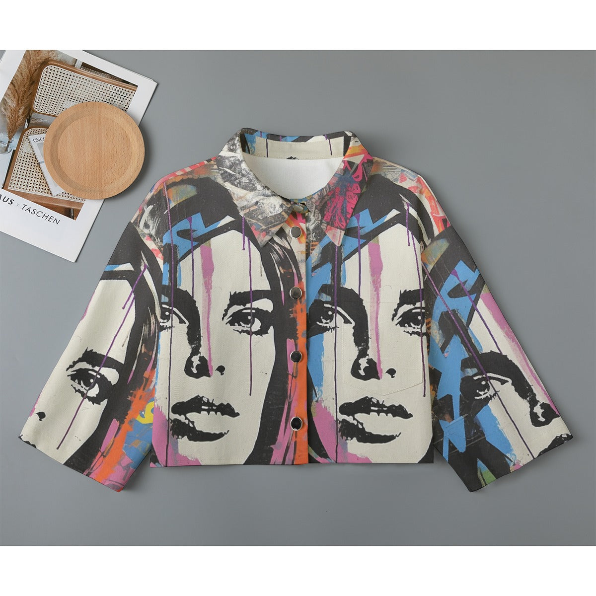 All-Over Print Women's Cropped Jacket | 245GSM Cotton