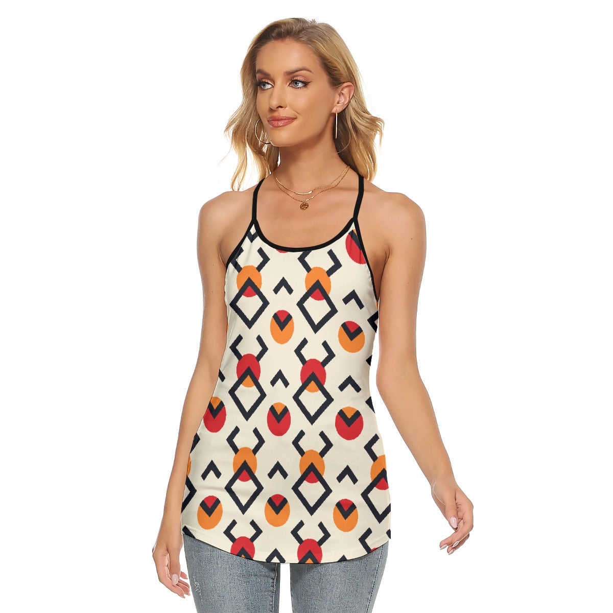 All-Over Print Women's Criss-Cross Open Back Tank Top