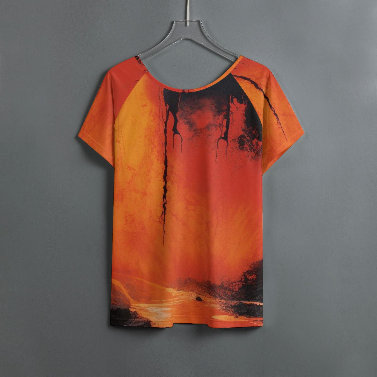 All-Over Print Women's Round Neck T-shirt With Raglan Sleeve