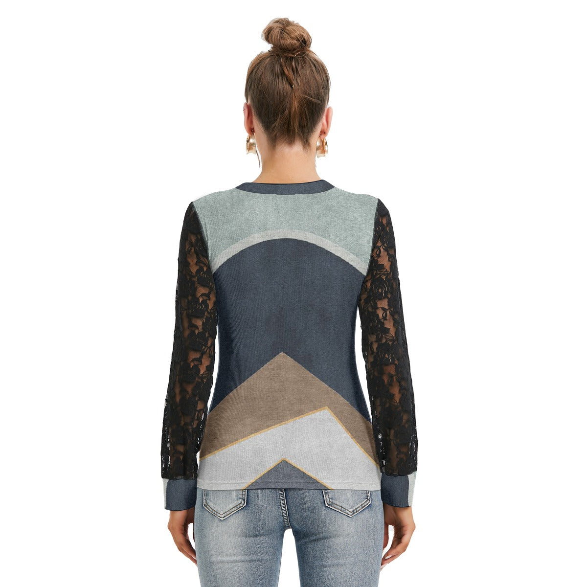 All-Over Print Women's T-shirt And Sleeve With Black Lace