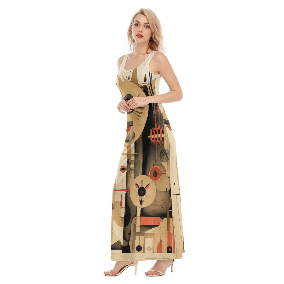 All-Over Print Women's Vest Dress | Length To Ankle