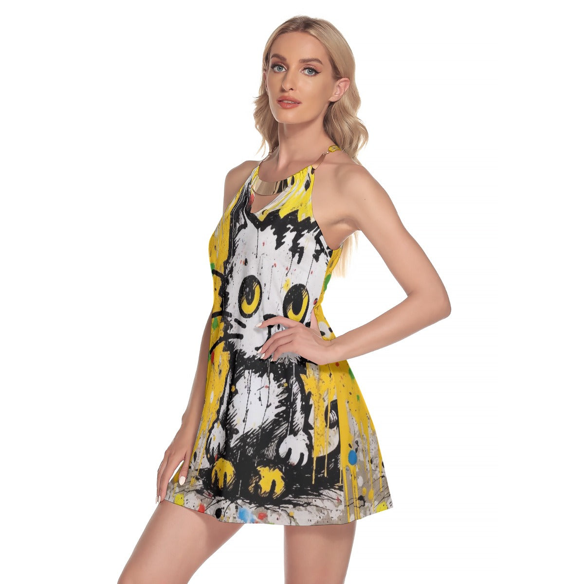 All-Over Print Women's Round Neck Above Knee Dress