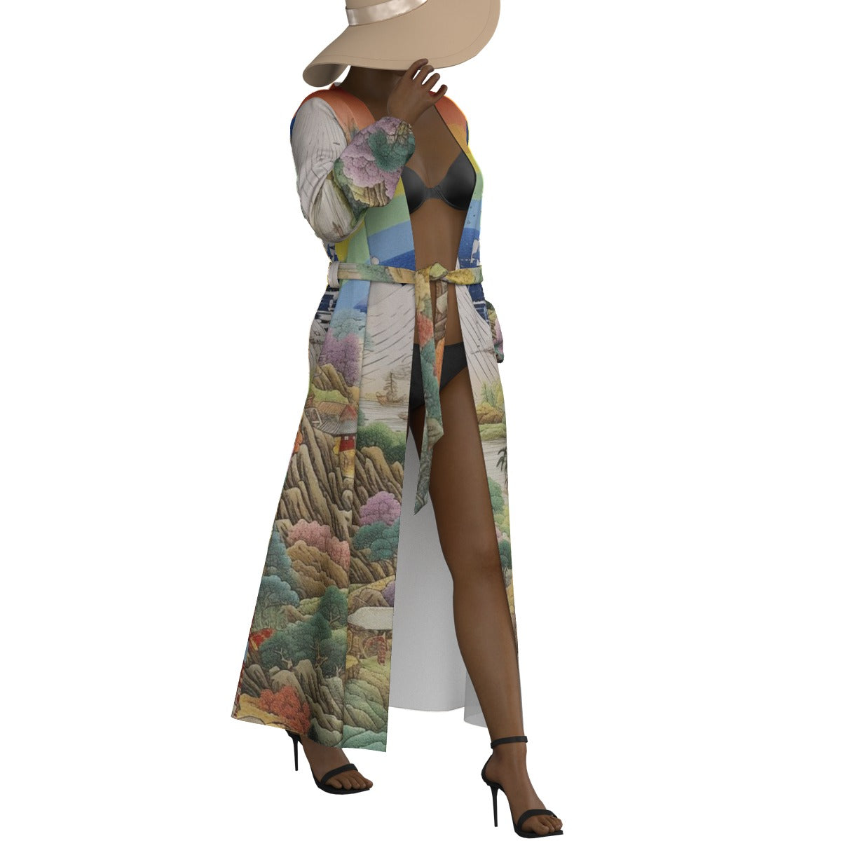 All-Over Print Women's Lace-up Chiffon Robe