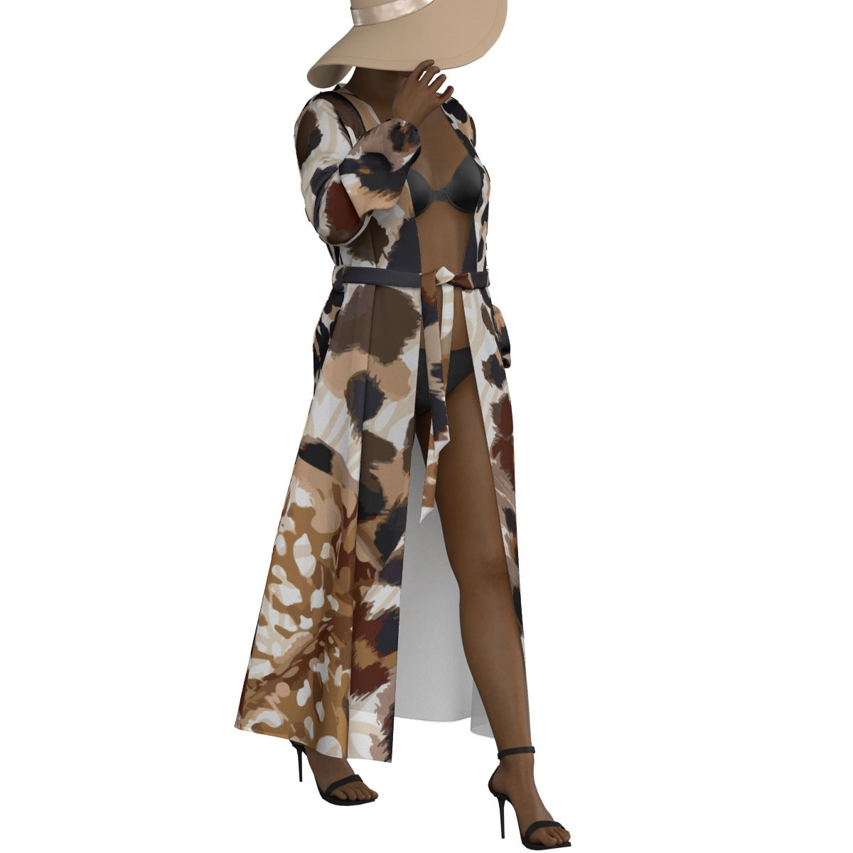 All-Over Print Women's Lace-up Chiffon Robe