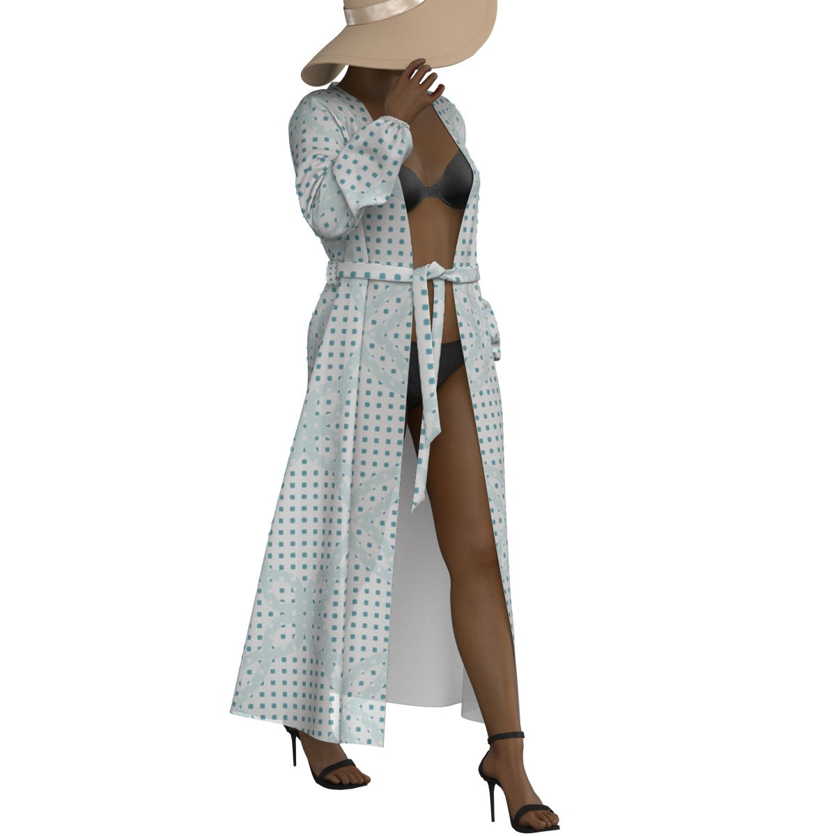 All-Over Print Women's Lace-up Chiffon Robe