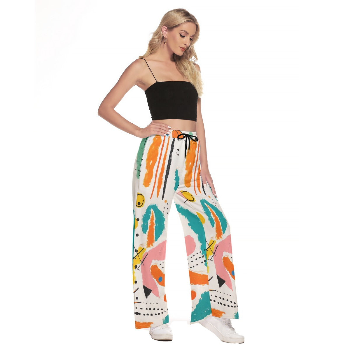 All-Over Print Women's Side Slit Snap Button Trousers