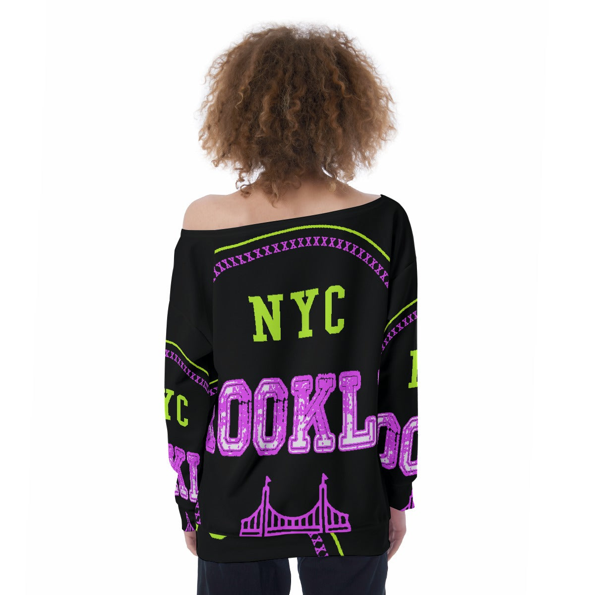 All-Over Print Oversized Women's Off-Shoulder Sweatshirt