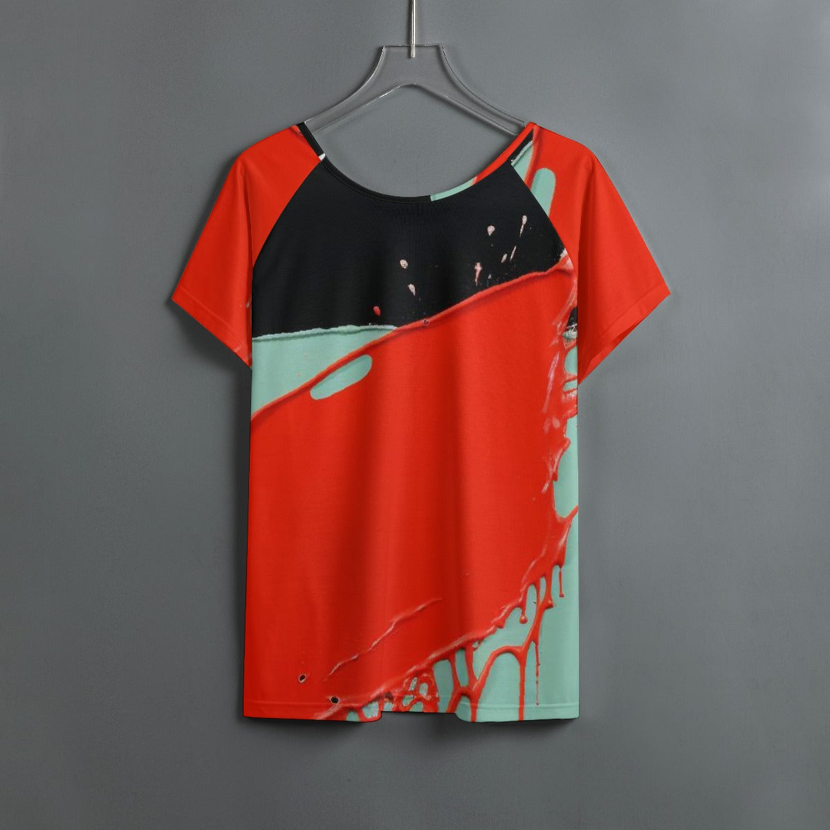 All-Over Print Women's Round Neck T-shirt With Raglan Sleeve