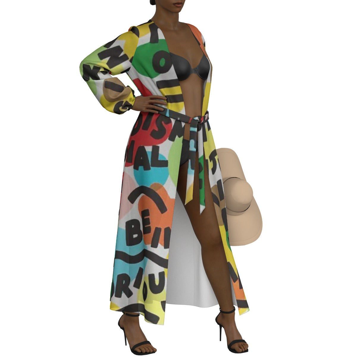 All-Over Print Women's Lace-up Chiffon Robe