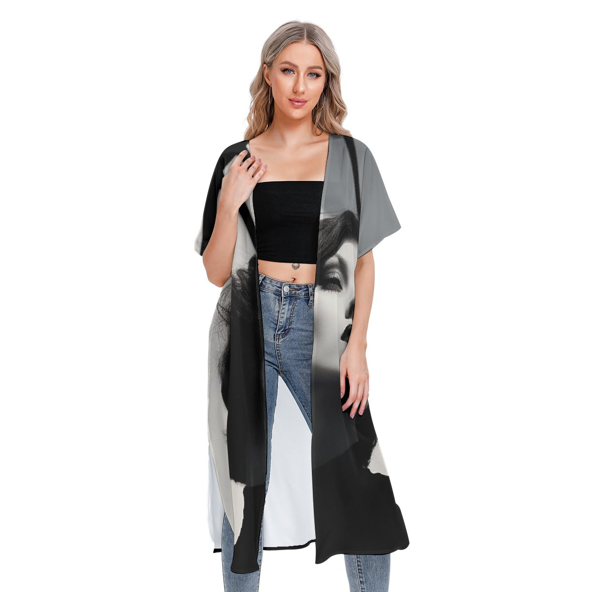 All-Over Print Women's Short Sleeve Cardigan