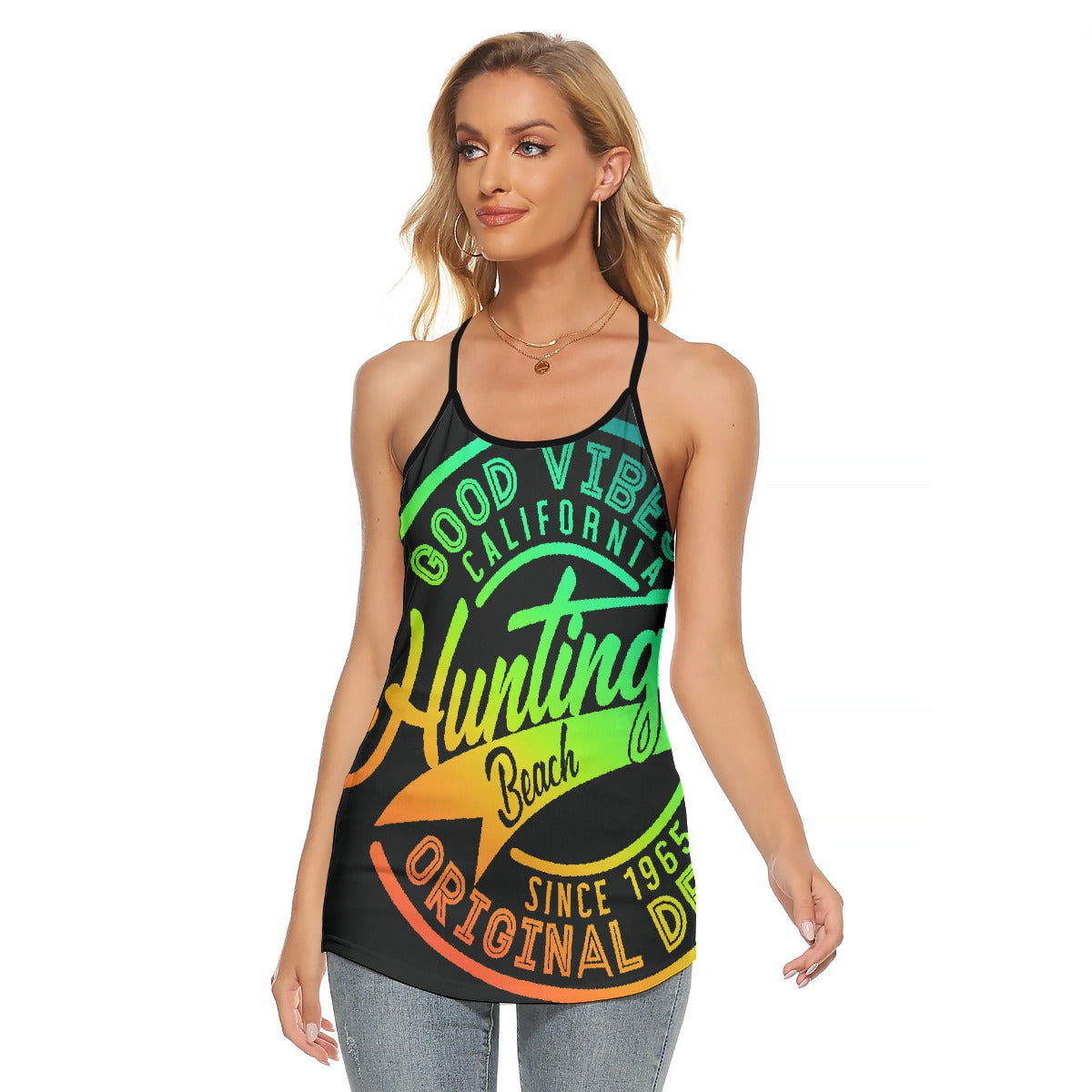 All-Over Print Women's Criss-Cross Open Back Tank Top