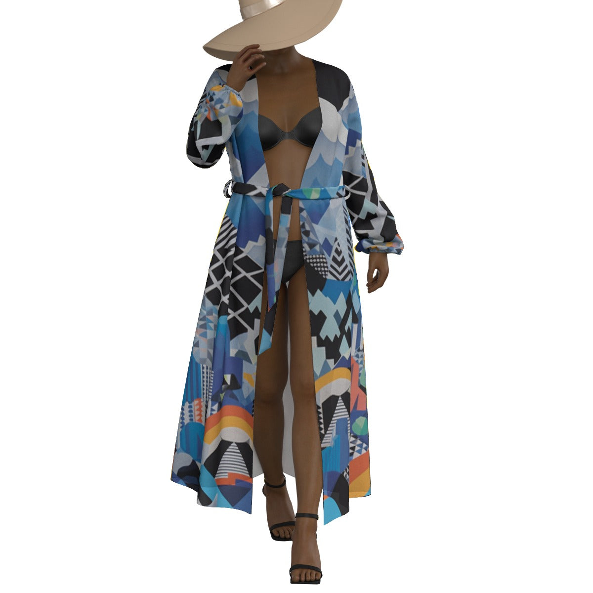 All-Over Print Women's Lace-up Chiffon Robe